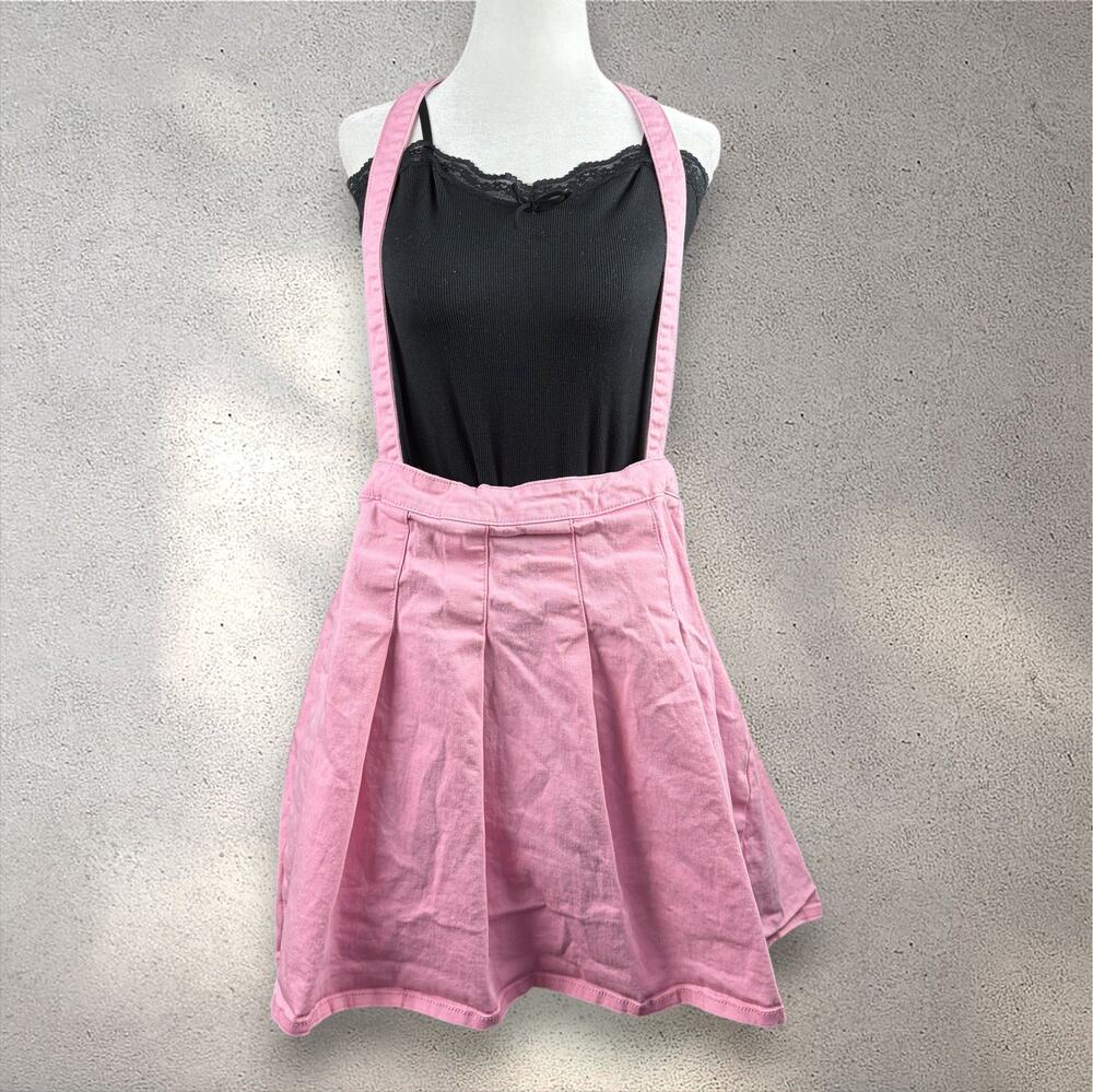 American Bazi Overall Pleated Skirt Women's 2X Pink Preppy Jirai Kei Pastel Goth